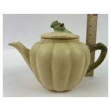 Weller pottery Tearose pumpkin form teapot. Glaze