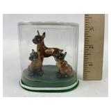 Bone China mini boxer dog family figurines in