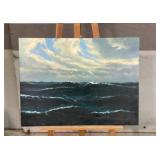 Acrylic On Canvas Seascape Painting, Unsigned