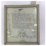 Framed Psalm XXIII Embroidered Textile Art