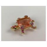 Weiss rhinestone turtle pin, missing some small