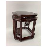 Asian carved wood stand. 10 inches tall x 9
