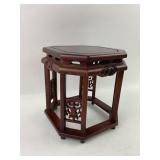 Asian carved wood stand. 10 inches tall x 9