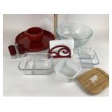 Pyrex Bowl, Red Ceramic Platter, Urban Noon Shaker