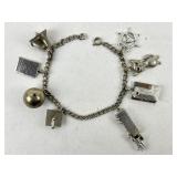 Sterling charm bracelet semi truck, house. 28