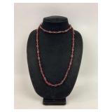 Art Deco Czech ruby glass bead necklace flapper
