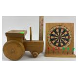 Wooden Toy Tractor and Dartboard Game