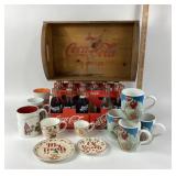 Coca-Cola Crate, Bottles, Mugs, Plates