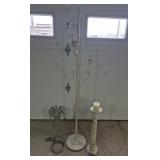 Metal 3 Socket Floor Lamp, Wood Candle Holder &