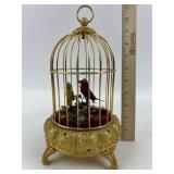 Vintage German gilt metal jeweled automaton bird
