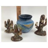 Resin Cactus Sculptures & Native American Triangle