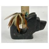 Native American stone bear fetish, signed by the