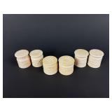 (6) antique carved Chinese export salt & pepper