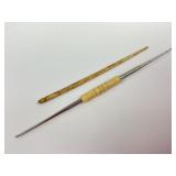 (2) antique crochet or button hooks