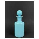 Large antique French blue opaline glass cologne