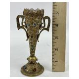 Antique Indo-Persian gilt & enameled metal vessel