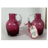 Cranberry Hand-Blown Glass Mini Pitcher