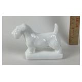 White Milk Glass Terrier Figurine