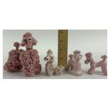 Pink Ceramic Poodle Figurines
