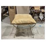 Mid Century Modern Brass Vanity Bench & Pillow