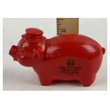 Vintage Red Plastic Promotional Piggy Bank Puerto