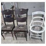 Wood Dining Room Chairs (3) Two Have Cane Seating