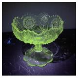 Manganese Glass Footed Compote Bowl