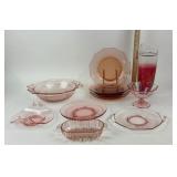 Pink Depression Glass, Pink Art Glass Vase