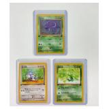 3 Pokemon First Edition Trading Cards