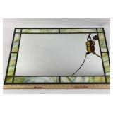 Leaded slag glass mirror with clown and balloons