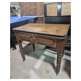 Wood Table With Turned Barley Twist Legs On