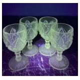 Uranium Pressed Glass Goblets