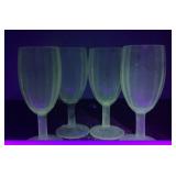 Uranium Glass Goblets with Paneled Design
