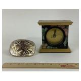 Texas Star Belt Buckle, Floral Clock