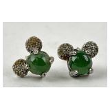 Sterling, jade & diamond chip Mickey Mouse
