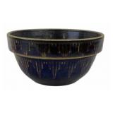 Brown Stoneware Bowl with Picket Fence Pattern