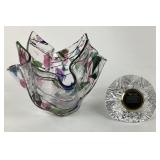 Art Glass Handkerchief Vase, Waterford Crystal Pap