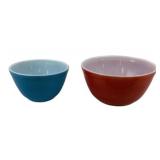 Pyrex Mixing Bowls, Red And Blue