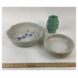Dukeman Pottery Bowl, Roseville Vase, Dish