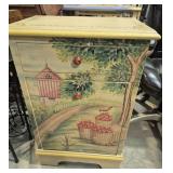 Wood Potatoe & Onion Bin With Painted Apple