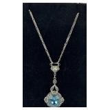 Sterling necklace w/ blue & white stone pendant.