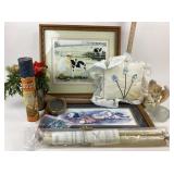 Framed Art, Ceramic Figurine,  Glass Bear Votive