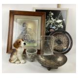 Castagna Beagle Figurine, Framed Art, Silverplate
