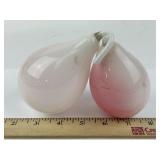 (2) antique Victorian art glass peachblow sock
