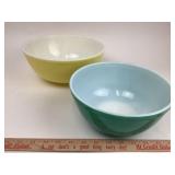 Pyrex Ovenware Bowls; Green, Yellow