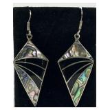 Pair modernist Mexican Alpaca, abalone & black