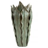 Green Glazed Ceramic Leaf Vase