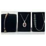 .925 Sterling Silver Pink stone necklace 6.29g TW,