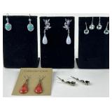 (5) Pair .925 Sterling Silver Earrings with stones