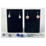 (5) Pairs Honora .925 Sterling Silver Cultured